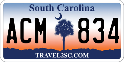 SC license plate ACM834