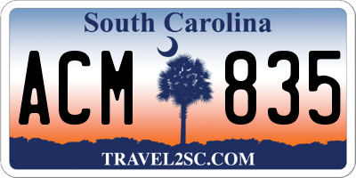 SC license plate ACM835