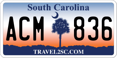 SC license plate ACM836