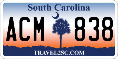 SC license plate ACM838