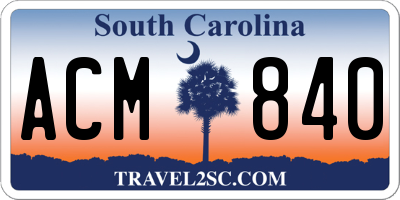 SC license plate ACM840
