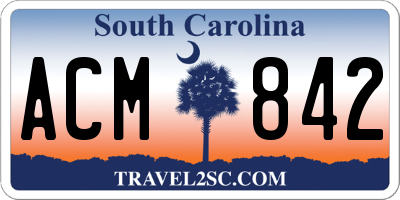 SC license plate ACM842