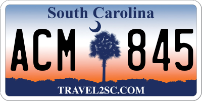 SC license plate ACM845