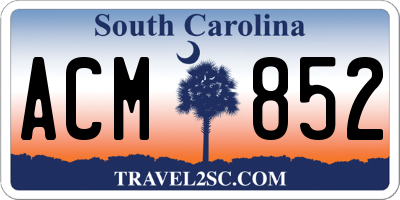 SC license plate ACM852