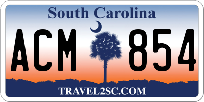 SC license plate ACM854