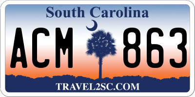 SC license plate ACM863