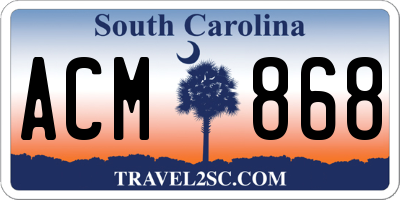 SC license plate ACM868