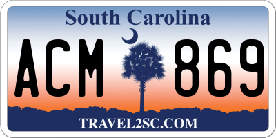 SC license plate ACM869