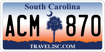SC license plate ACM870