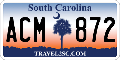 SC license plate ACM872