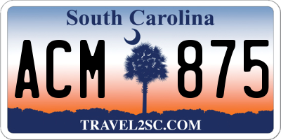 SC license plate ACM875