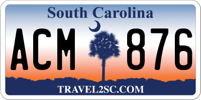 SC license plate ACM876