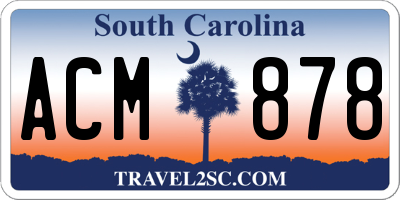 SC license plate ACM878