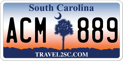 SC license plate ACM889