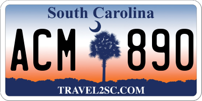 SC license plate ACM890