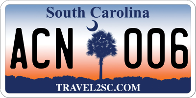SC license plate ACN006