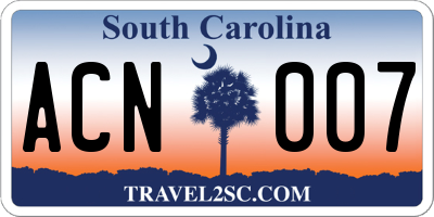 SC license plate ACN007
