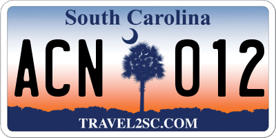 SC license plate ACN012