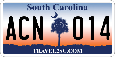 SC license plate ACN014