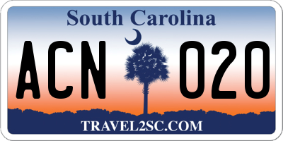 SC license plate ACN020