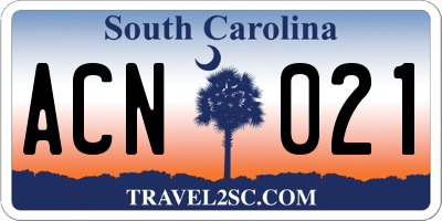 SC license plate ACN021