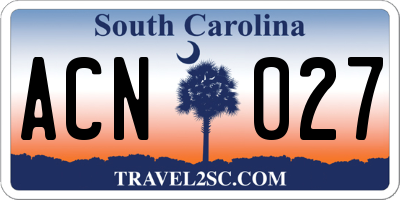 SC license plate ACN027