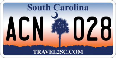 SC license plate ACN028
