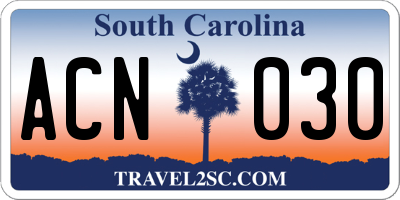 SC license plate ACN030
