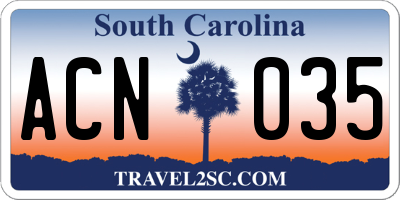 SC license plate ACN035
