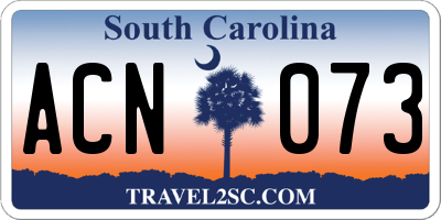 SC license plate ACN073