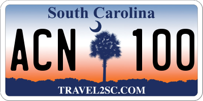 SC license plate ACN100