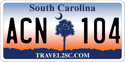 SC license plate ACN104