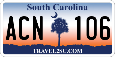 SC license plate ACN106