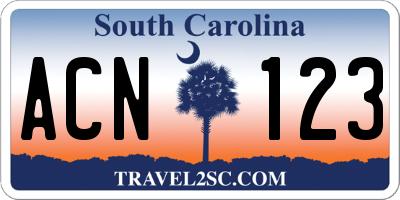SC license plate ACN123
