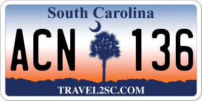 SC license plate ACN136