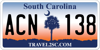 SC license plate ACN138