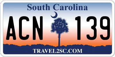 SC license plate ACN139