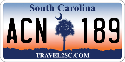 SC license plate ACN189