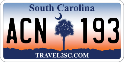 SC license plate ACN193