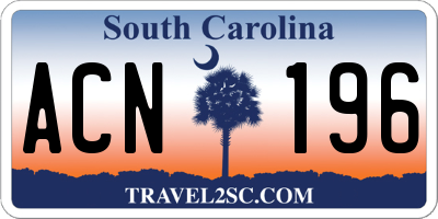 SC license plate ACN196