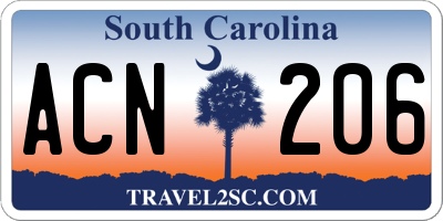 SC license plate ACN206