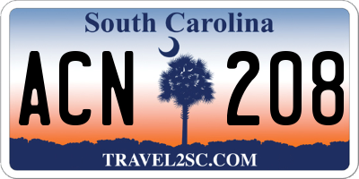 SC license plate ACN208