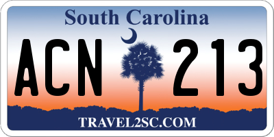 SC license plate ACN213