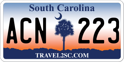 SC license plate ACN223