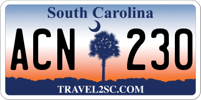 SC license plate ACN230