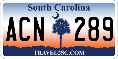 SC license plate ACN289