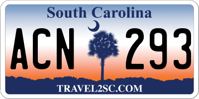 SC license plate ACN293
