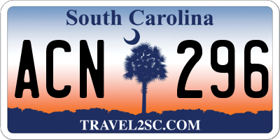 SC license plate ACN296