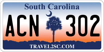 SC license plate ACN302