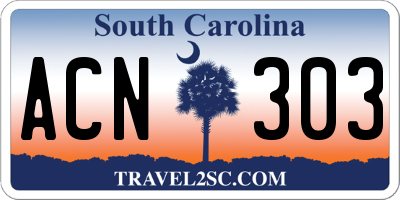 SC license plate ACN303